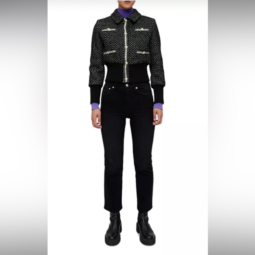 Maje Bopieste Cropped Tweed Jacket Size 10(Medium)